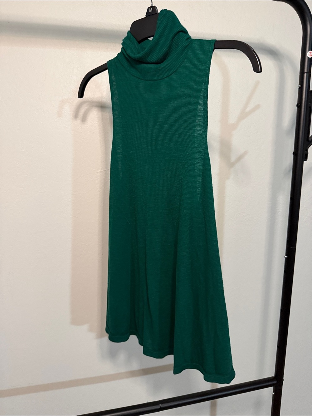 Forest Green Sleeveless Knit Turtleneck Top